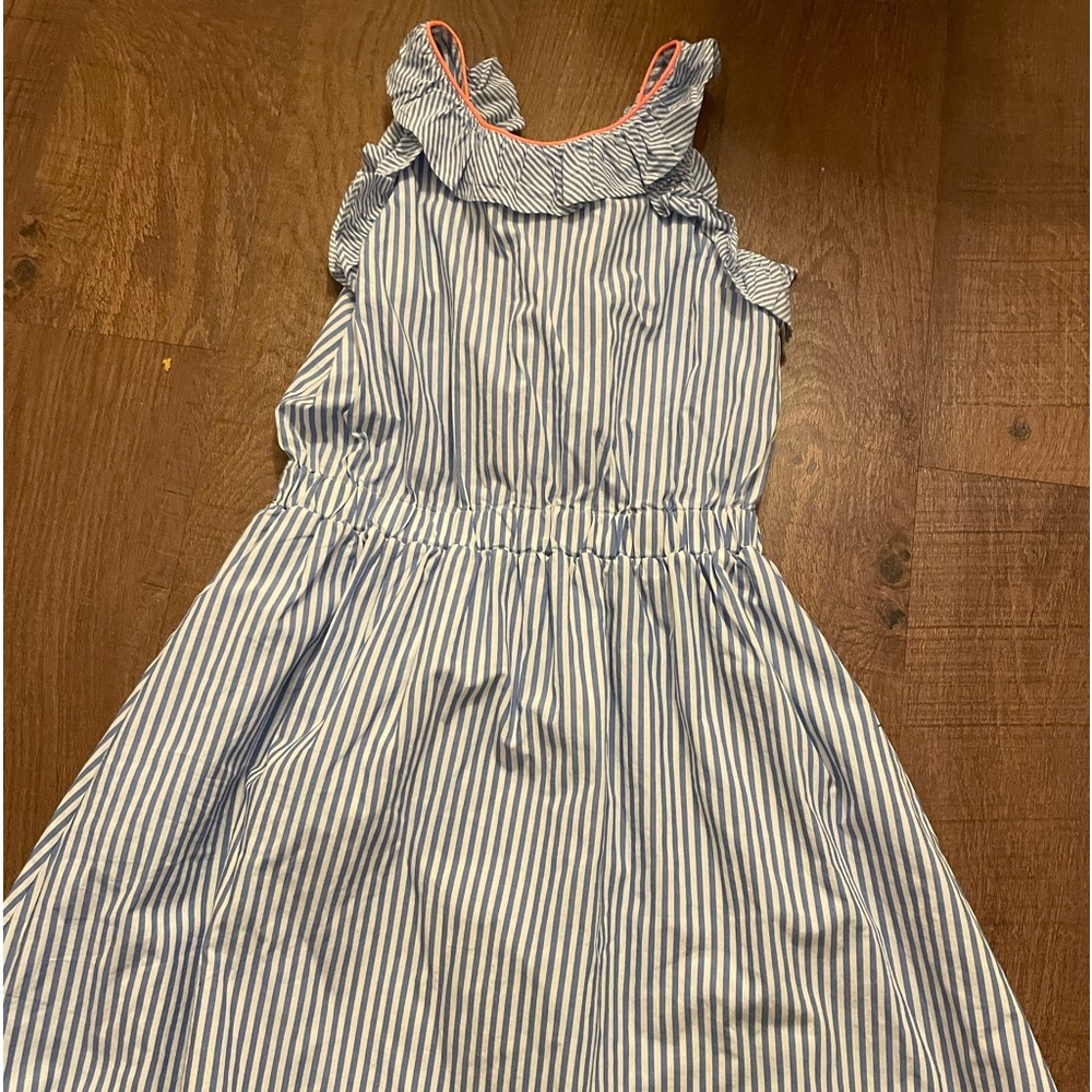 dress  blue stripe with peach trim